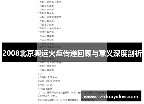 2008北京奥运火炬传递回顾与意义深度剖析